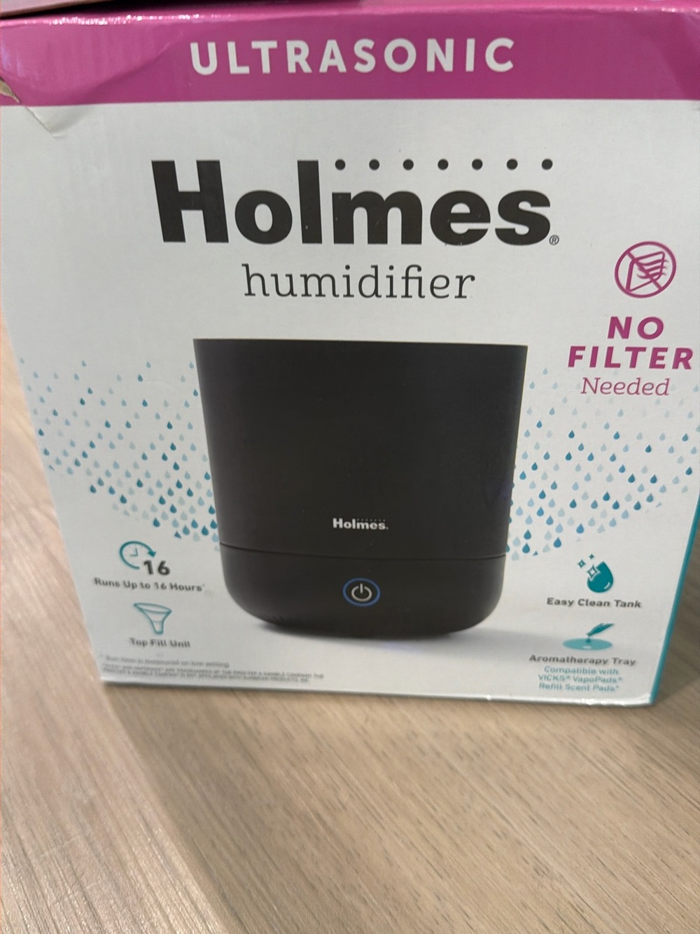 Black Ultrasonic Humidifier - No Filter Needed